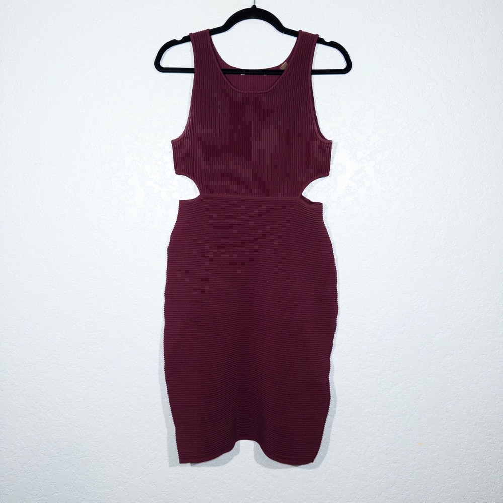 Tart Collections Purple Ribbed Bodycon Cutout Mini Dress Size Medium